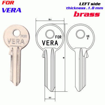 F-244 Brass Thickness 1.8mm Very door key blanks LEFT side