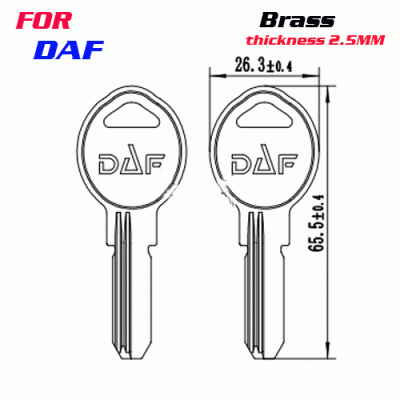 F-277 Brass Thickness 2.5mm DAF door key blanks Right side