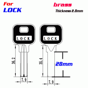 F-202 brass Thickness 2.8 mm lock door key Blank