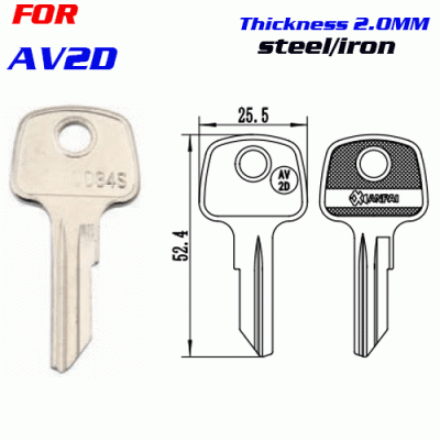 F-043 Steel Thickness2.0 mm AV2D door key Blanks Wholesale