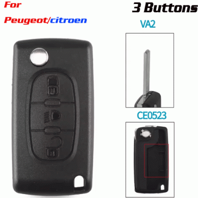 CKS-420 3 Buttons Remote Car Key Shell For Peugeot VA2