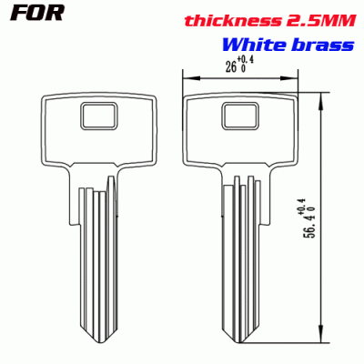 J-005 White Brass Thickness 2.5MM House key Blanks