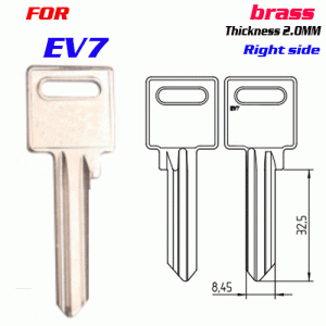 F-229 Brass Thickness 2.0mm EV7 door key blanks Right side