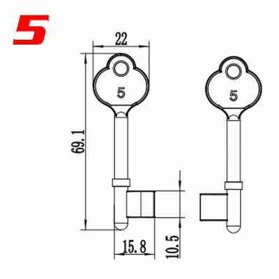 S-021 5 Zinc alloy key blank for door locks