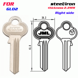 F-264 Steel Thickness 2.2mm GLO2 door key blanks Right side