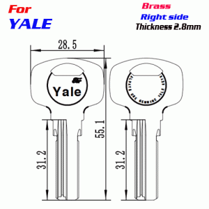 K-288 Brass Thickness 2.8mm yale key Blanks Right side