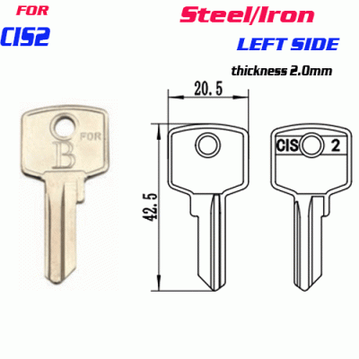F-119 IRON Thickness 2.0mm CIS2 door key Blank left SIDE