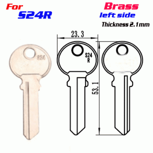 F-194 Brass Thickness 2.1mm S24R door key Blank left side