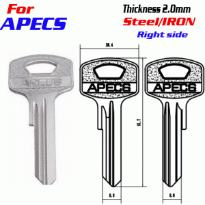 F-353 Steel Thickness 2.0mm apecs door key blanks RIGHT Side