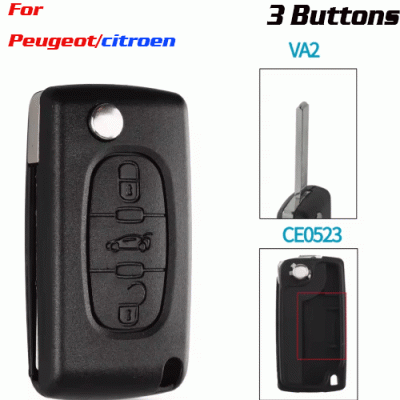 CKS-419 3 Buttons Remote Car Key Shell For Peugeot VA2
