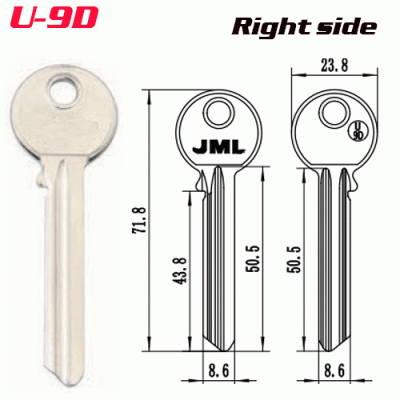 M-041 Steel U-9D professional key blanks manufacturer China