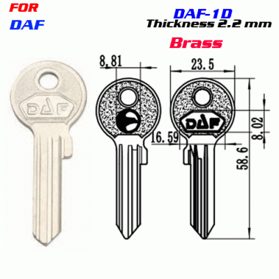 F-069 Brass Thickness 2.2 mm DAF-1D door key Blanks