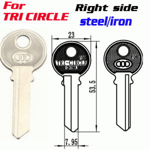 T-020 Iron TRI CIRCL key blanks for distributors RIGHT side