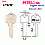 F-128 IRON Thickness 1.8mm H30C door key Blank Right SIDE