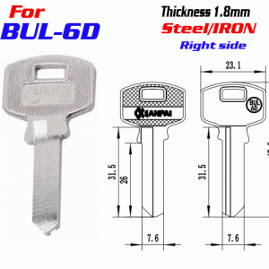 F-348 Steel Thickness 1.8mm BUL-6D door key blanks Right Side