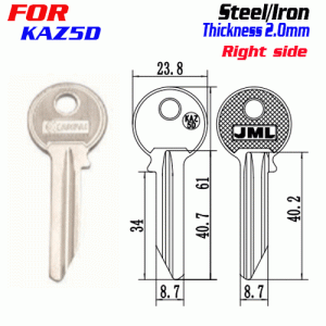 F-293 Steel Thickness 2.0mm KAZ5D door key blanks Right side
