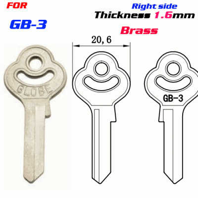 T-057 Brass GB3 door key blank Right side Wholesale