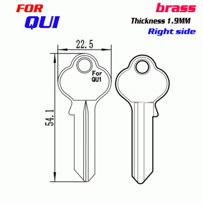 F-230 Brass Thickness 1.9mm EV7 door key blanks Right side
