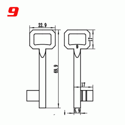 S-047 9 Zinc alloy key blank for door locks