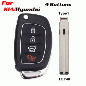 CKS-389 Flip Remote Car Key Shell Case For Hyundai 4 Buttons