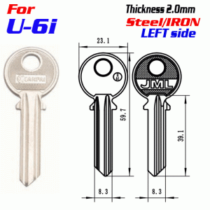 F-324 Steel Thickness 2.0mm U-6I door key blanks LEFT side