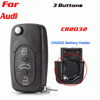 CKS-272 Flip Remote Key shel For Audi 3 Buttons 2032 battery