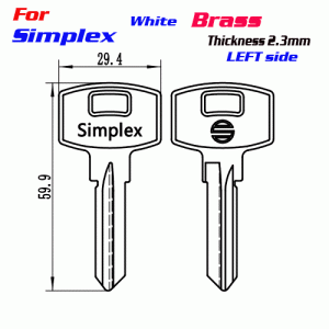 F-211 White Brass Thickness 2.3mm Simplex door key Blank