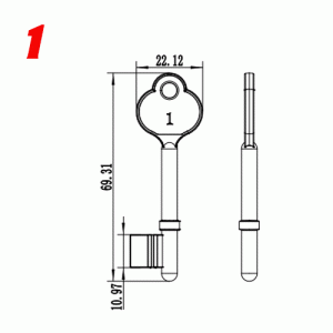 S-024 Number 1 Zinc alloy key blank for door locks