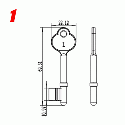 S-024 Number 1 Zinc alloy key blank for door locks