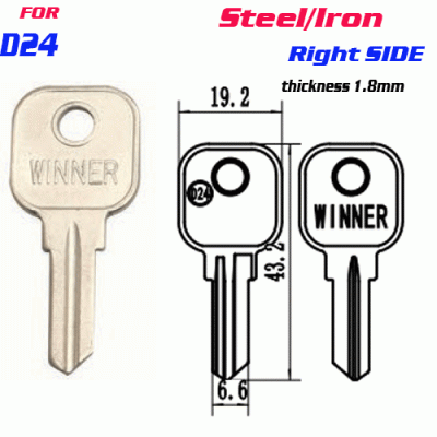 F-122 IRON Thickness 1.8mm D24 door key Blank Right SIDE