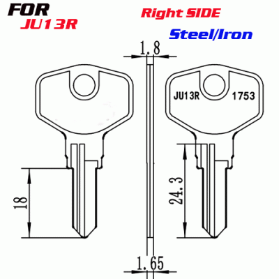 J-015 Steel Iron Thickness 2.0MM House key Blanks JU13R