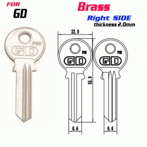 F-163 BRASS Thickness 2.0mmGD door key Blank Right SIDE