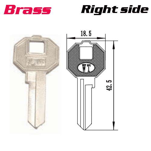 Y-027B Brass Desk FOR WT LOCK key blanks Right side
